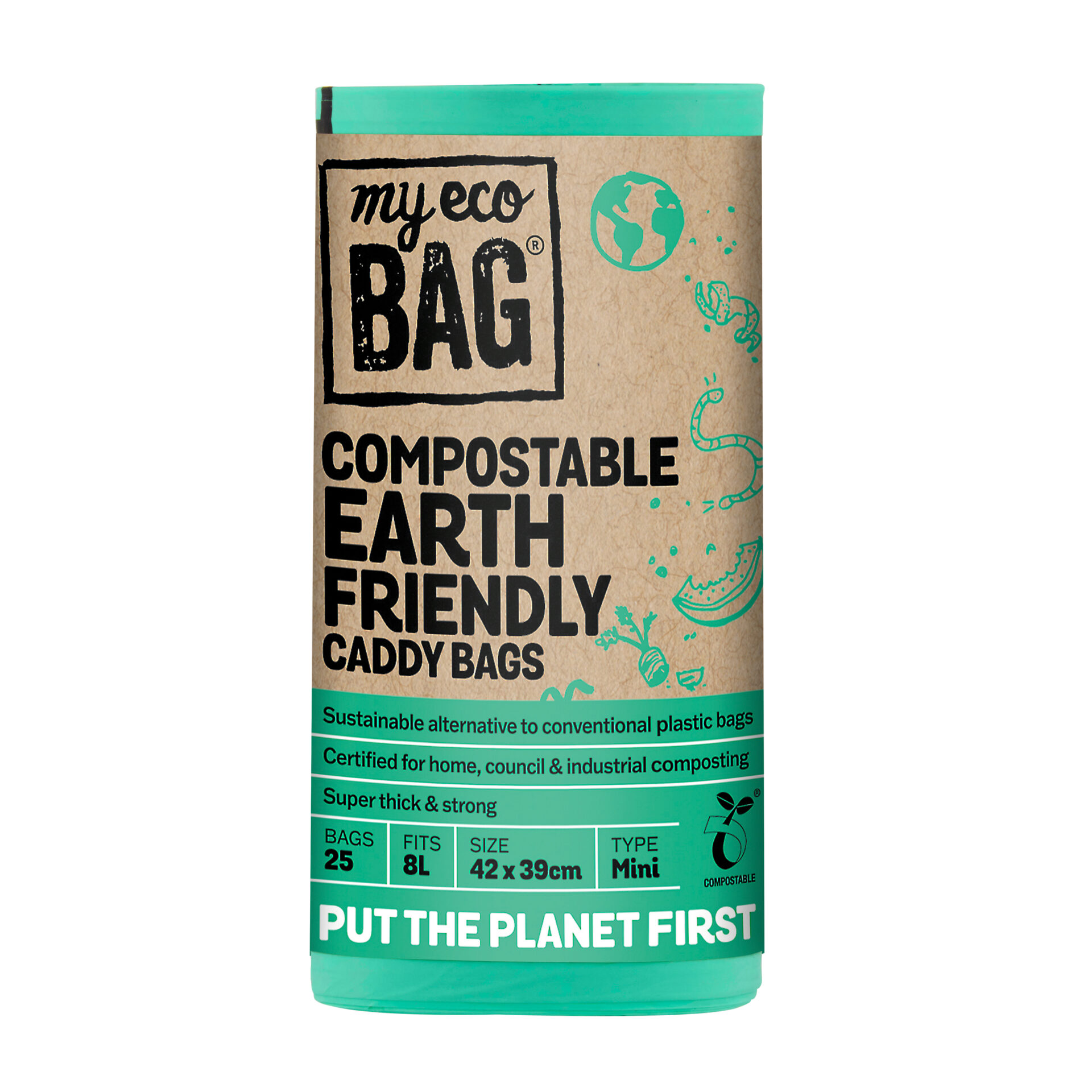 Lime Green Compostable Caddy Bags 8L